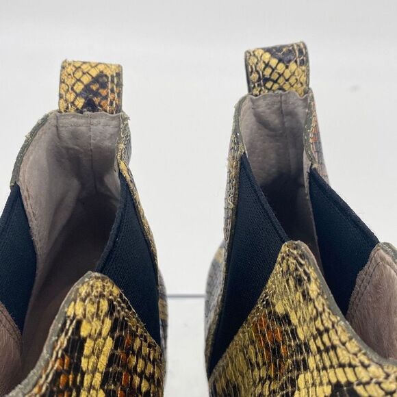 Madewell Cara Tan Brown Yellow Snakeskin Embossed Leather Chelsea Boots 6.5 - Picture 8 of 13